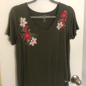 Olive green short-sleeve top
